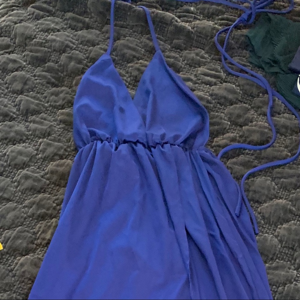 Blue halter maxi dress